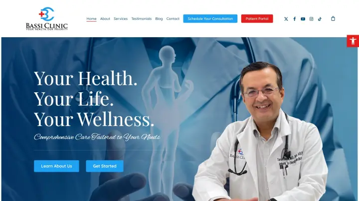 Bassi Clinic website designed by OrangeSky Websites