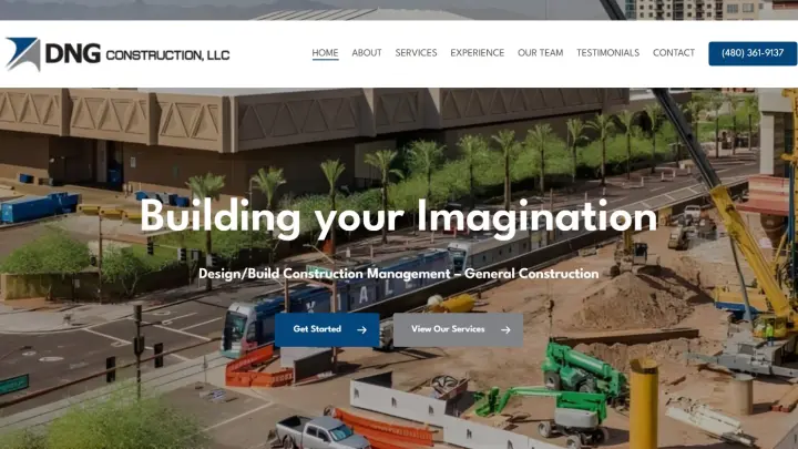 DNG Construction general contractor website designed by OrangeSky Websites