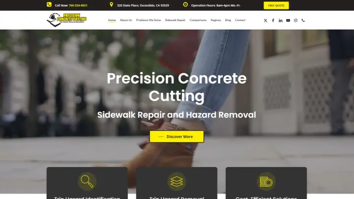Precision Concrete Cutting website design by OrangeSky Websites