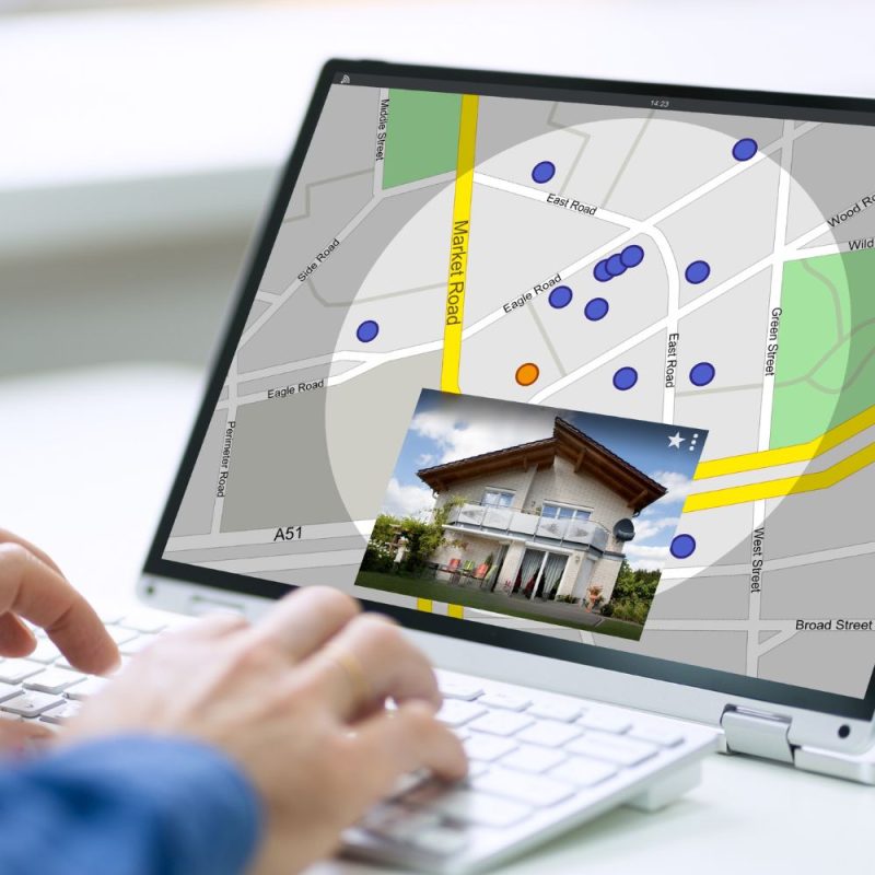 Location map on laptop
