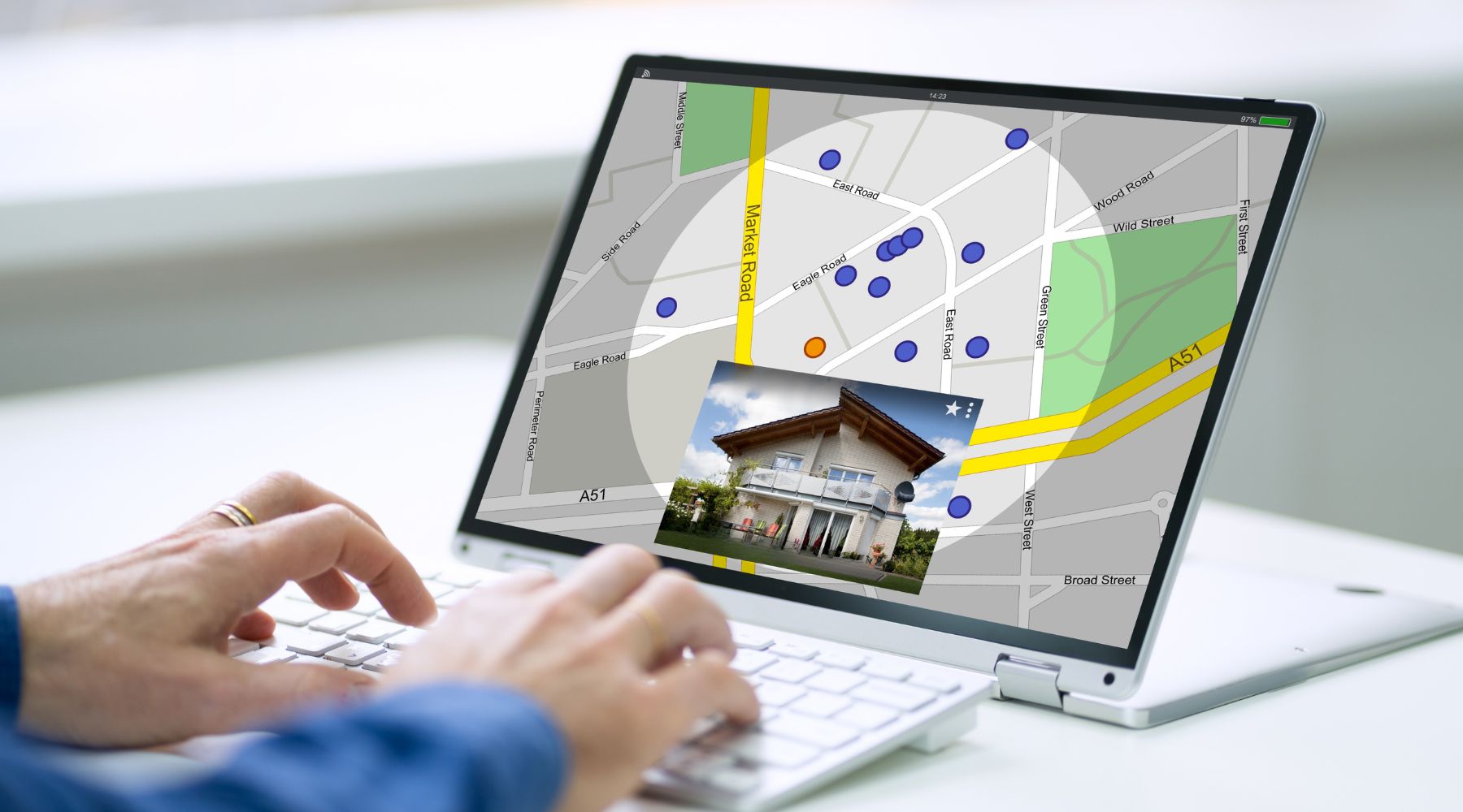 Location map on laptop