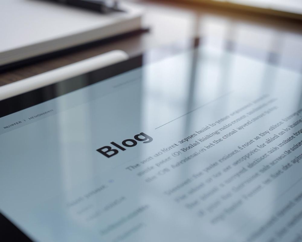A close-up shot of a tablet on a desk showing a blog article