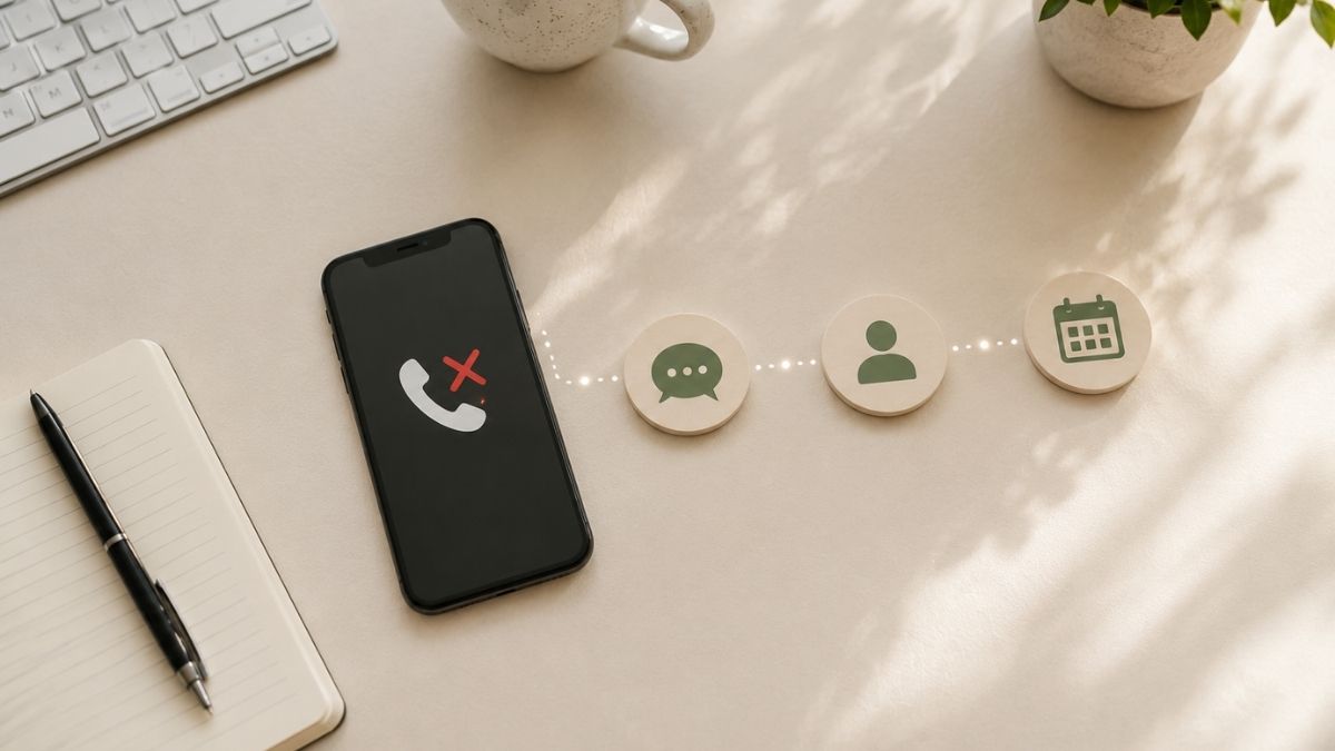 Missed call text back automation connecting an unanswered call to a text message and customer follow-up
