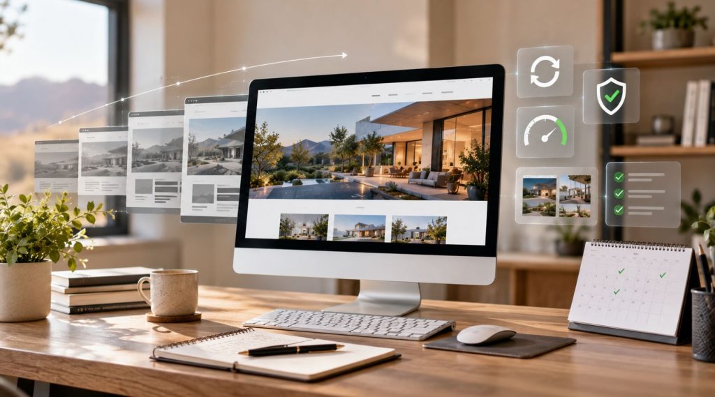 Business website evolving through regular content, security and performance updates
